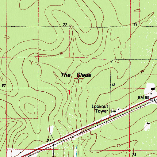 Topographic Map of The Glade, LA