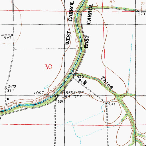 Topographic Map of Three Bayou, LA