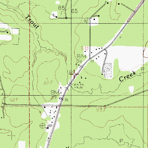 Topographic Map of Trout Creek Church, LA