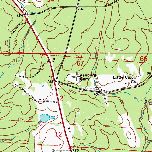 Topographic Map of Vanburg Cemetery, LA