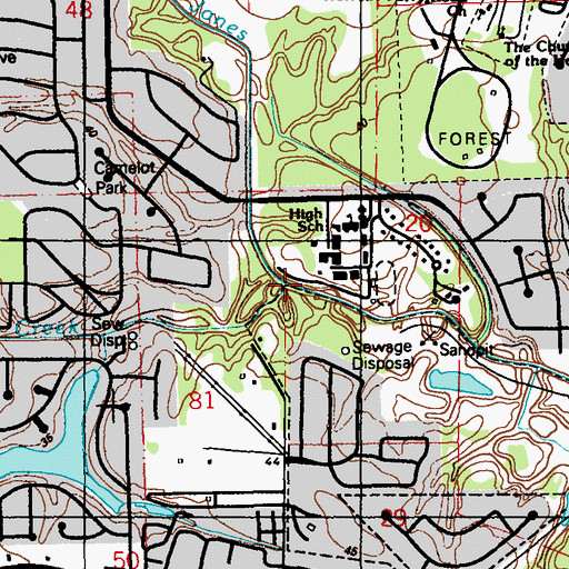 Topographic Map of Weiner Creek, LA