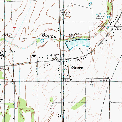 Topographic Map of Green, LA