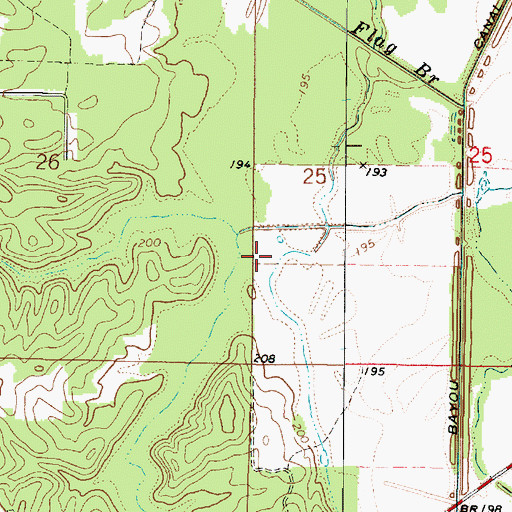 Topographic Map of Old Bed Horseshoe Lake, LA