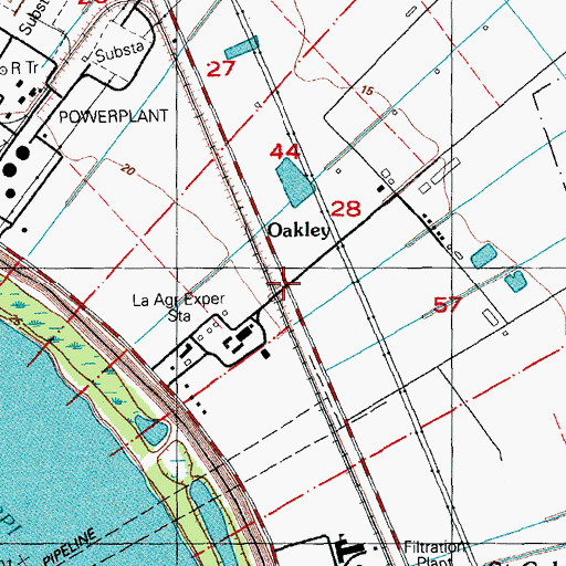Topographic Map of Oakley, LA