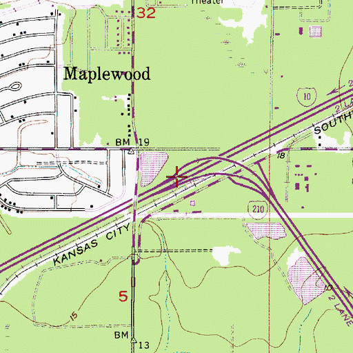 Topographic Map of Interchange 25, LA