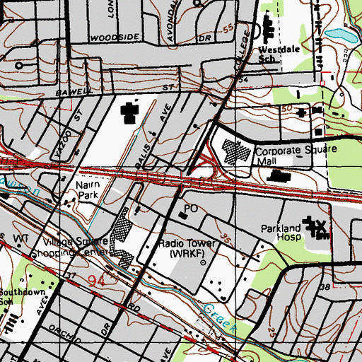 Topographic Map of Interchange 158, LA