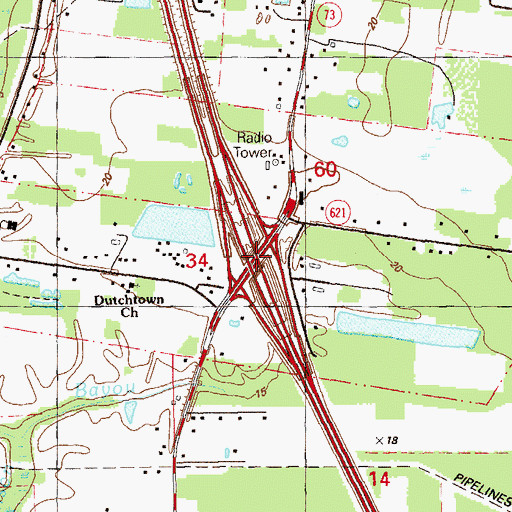 Topographic Map of Interchange 173, LA