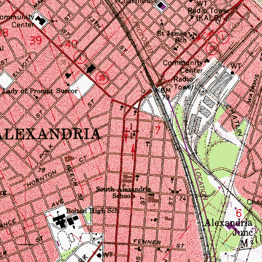 Topographic Map of Wilton United Methodist Church, LA