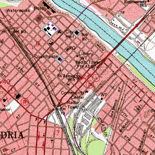 Topographic Map of Saint James Catholic Church, LA