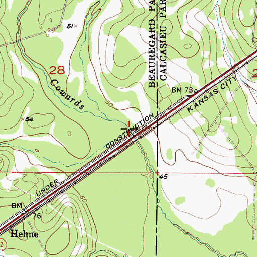 Topographic Map of Dick Gully, LA