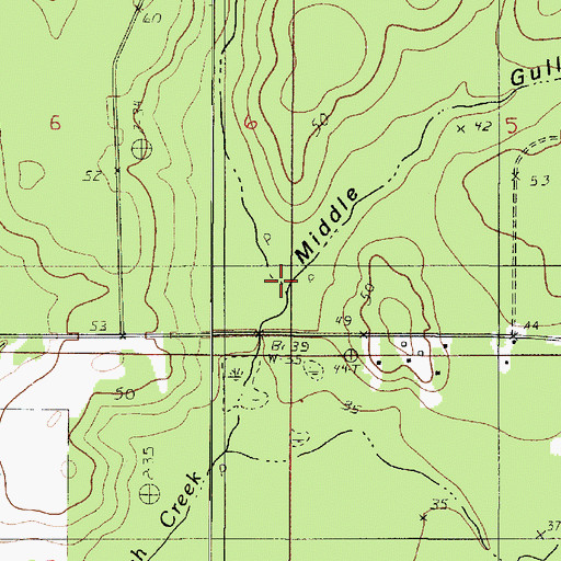 Topographic Map of Middle Gully, LA