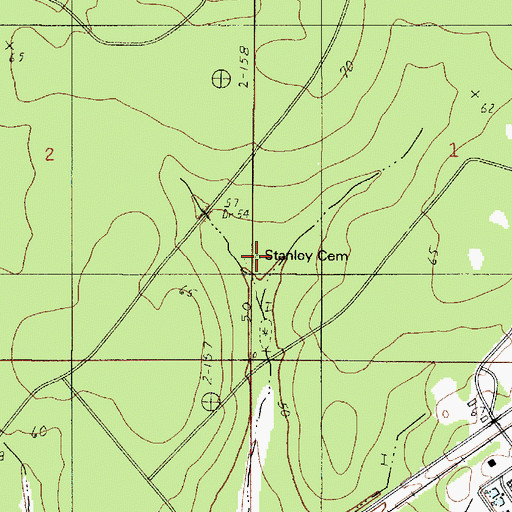 Topographic Map of Stanley Cemetery, LA