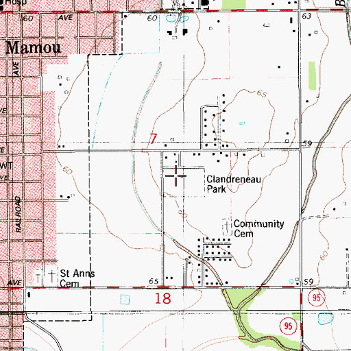 Topographic Map of Clandreneau Park, LA