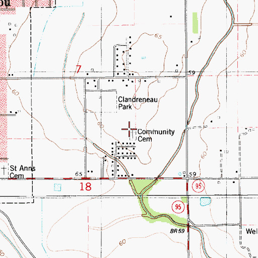 Topographic Map of Community Cemetery, LA