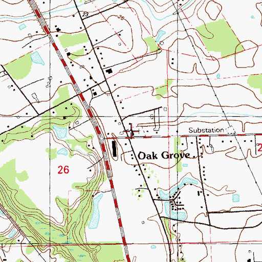 Topographic Map of Oak Grove Baptist Church, LA