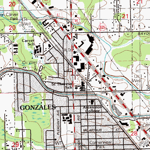 Topographic Map of Saint Theresa of Avila Catholic Cemetery, LA