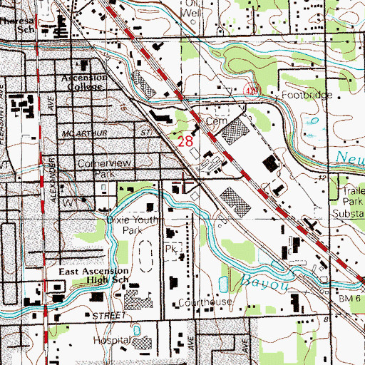 Topographic Map of Gonzales City Hall, LA