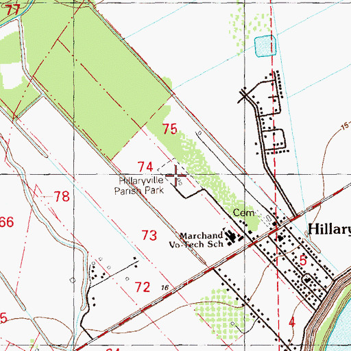 Topographic Map of Hillaryville Parish Park, LA