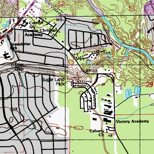 Topographic Map of Sugar Land Park, LA