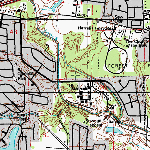 Topographic Map of Camelot Park, LA