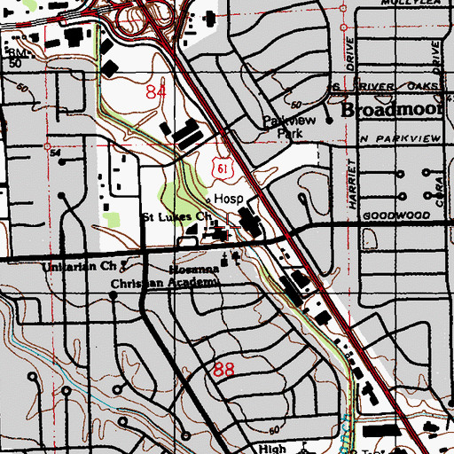 Topographic Map of Saint Lukes Episcopal Church, LA