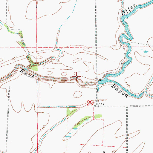 Topographic Map of Rush Bayou, AR