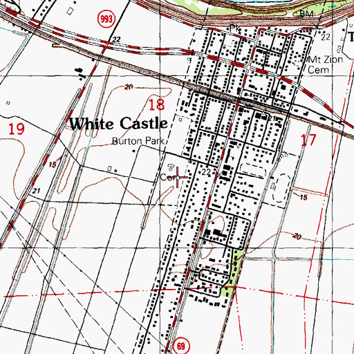 Topographic Map of White Castle Cemetery, LA