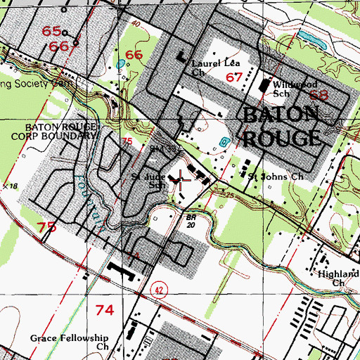 Topographic Map of Saint Jude the Apostle School, LA