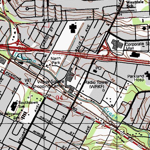 Topographic Map of Village Square Shopping Center, LA