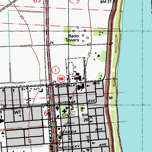 Topographic Map of Port Allen Middle School, LA