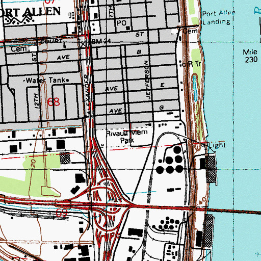 Topographic Map of Rivoult Memorial Park, LA