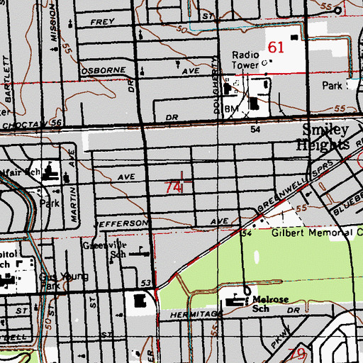 Topographic Map of Belfair Park, LA