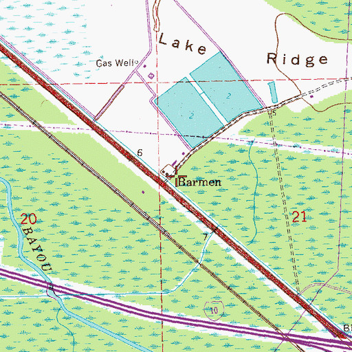 Topographic Map of Barmen, LA