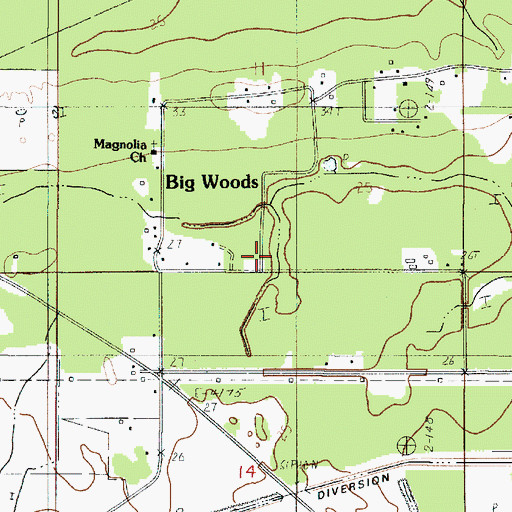Topographic Map of Big Woods, LA