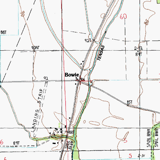 Topographic Map of Bowie, LA