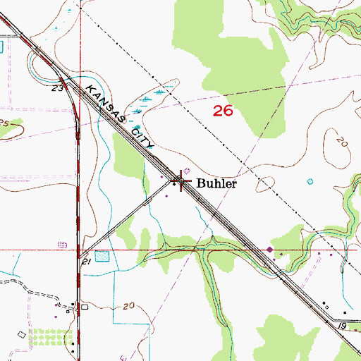 Topographic Map of Buhler, LA