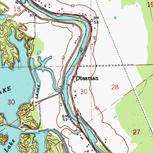 Topographic Map of Dossman, LA