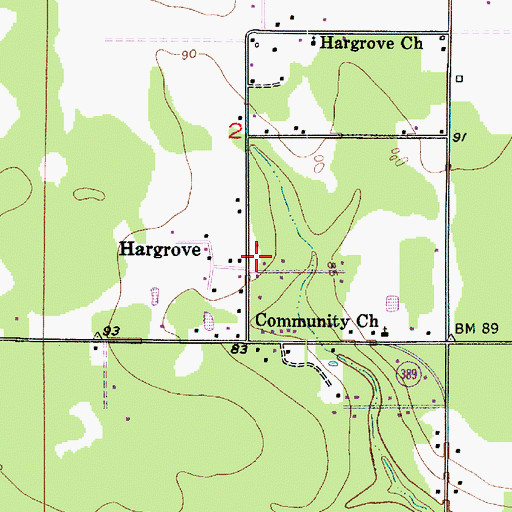 Topographic Map of Hargrove, LA