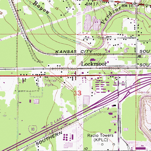 Topographic Map of Lockmoor, LA
