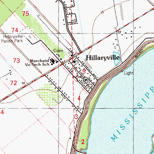 Topographic Map of Hillaryville, LA