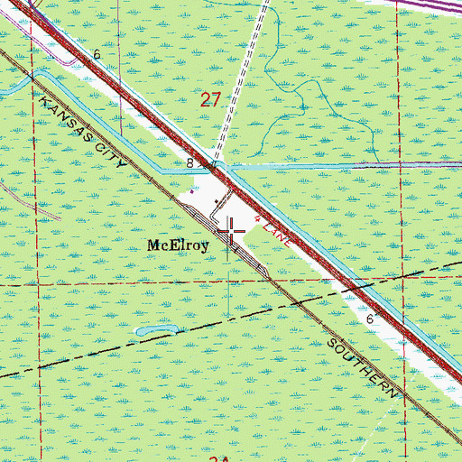 Topographic Map of McElroy, LA