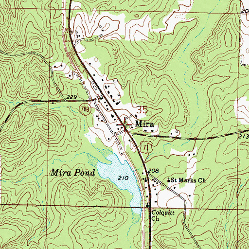 Topographic Map of Mira, LA