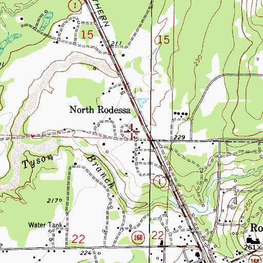 Topographic Map of North Rodessa, LA