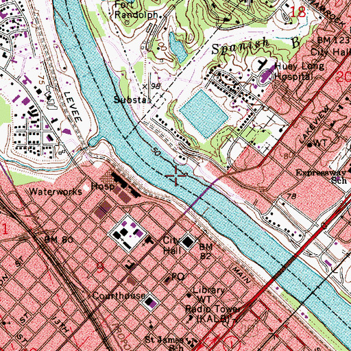 Topographic Map of Spanish Bayou, LA