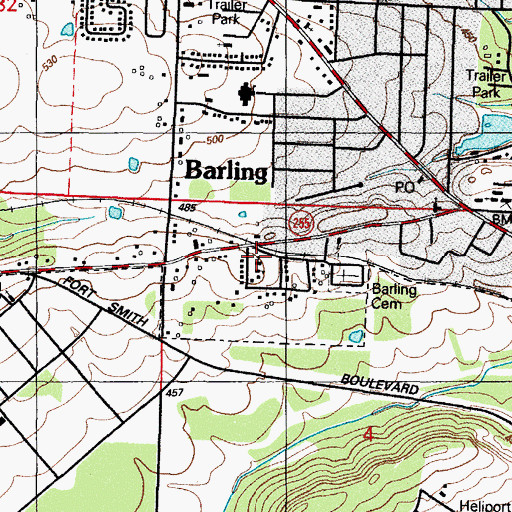 Topographic Map of Saint Marys Church, AR