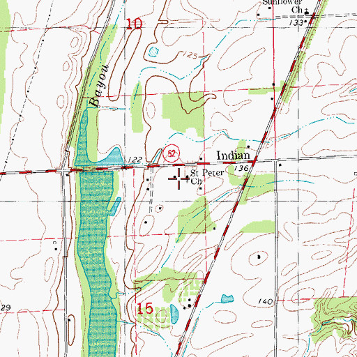 Topographic Map of Saint Peter Church, AR
