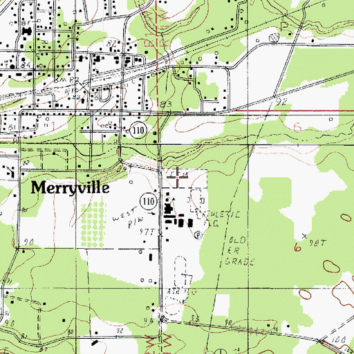 Topographic Map of Merryville Cemetery, LA