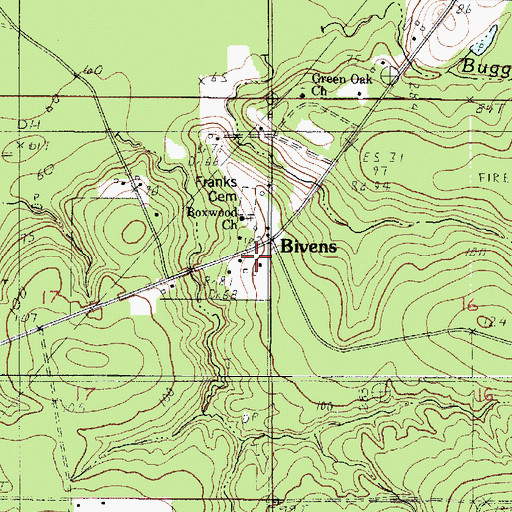 Topographic Map of Bivens School (historical), LA