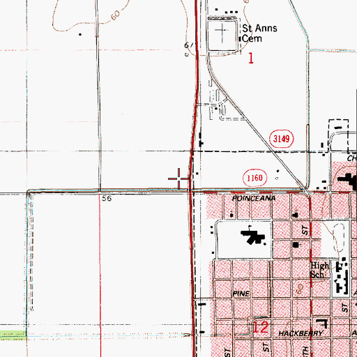 Topographic Map of Ward Three, LA