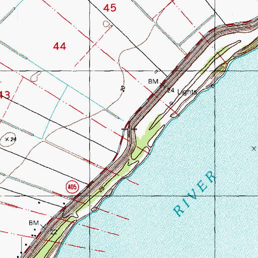 Topographic Map of Bayou Goula Bend, LA
